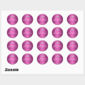 Heet Roze Zilver Damast & Tiara Sweet 16 Sticker (Vel)