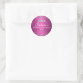 Heet Roze Zilver Damast & Tiara Sweet 16 Sticker (Tas)