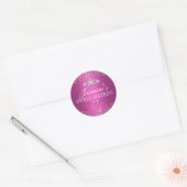 Heet Roze Zilver Damast & Tiara Sweet 16 Sticker (Envelop)