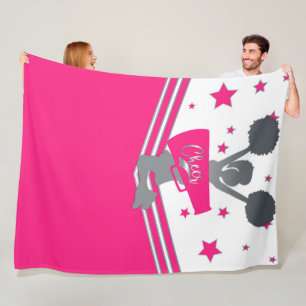 Heet Roze & Zilveren Sterren Cheer Cheer-leading M Fleece Deken