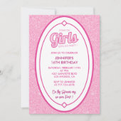 Heet roze zoet 16 uitnodiging Glow Meisjes (Voorkant)
