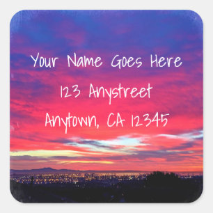 Heet roze zonsondergang kustlichten foto retour ad vierkante sticker