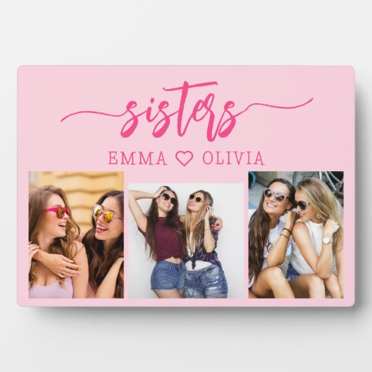 Heet roze zusters 3 foto collage Keepsake Gift Fotoplaat (voorkant)