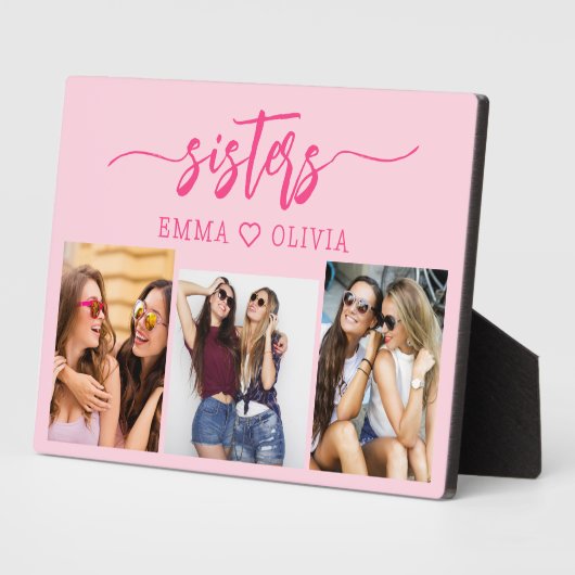 Heet roze zusters 3 foto collage Keepsake Gift Fotoplaat (Zijkant)