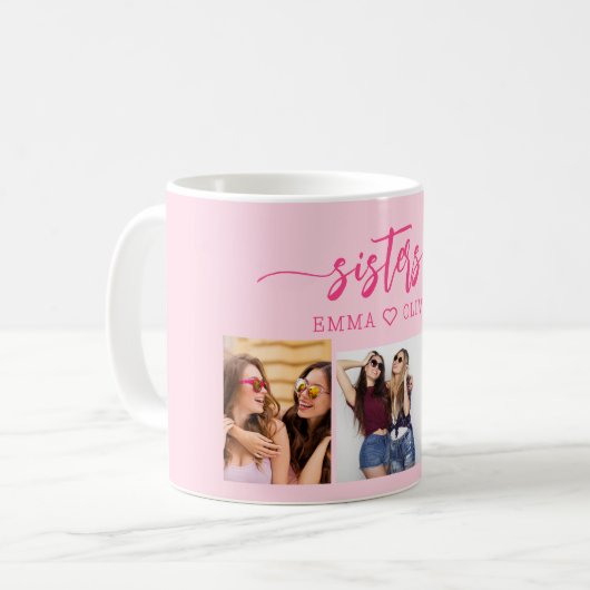Heet roze zusters 3 foto collage Keepsake Gift Koffiemok (Voorkant links)