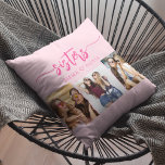 Heet roze zusters 3 foto collage Keepsake Gift Kussen<br><div class="desc">Vier het zusterschap met de Hot Pink Sisters 3 Photo Collage Keepsake Gift Sierkussen. Dit gepersonaliseerde kussen heeft een levendig, heet roze design en een prachtig gerangschikte collage van drie gekoesterde foto's, het vastleggen van onvergetelijke momenten gedeeld tussen zussen. Gemaakt van hoogwaardige materialen, voegt het een stijlvolle en sentimentele touch...</div>