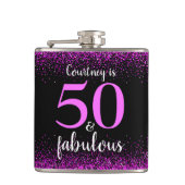 Heet roze zwart 50 en fabulous aangepaste naam mod heupfles (Voorkant)
