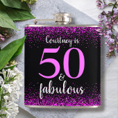 Heet roze zwart 50 en fabulous aangepaste naam mod heupfles