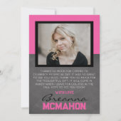 Heet Roze & Zwart Afstuderen 2 Foto Dank u Kaart (Voorkant)