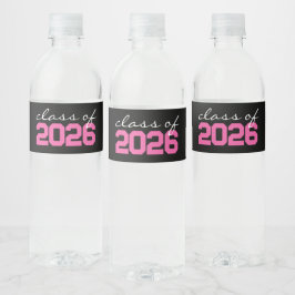 Heet Roze & Zwart Afstuderen Waterflesetiketten Waterfles Etiket