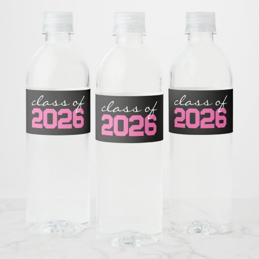Heet Roze & Zwart Afstuderen Waterflesetiketten Waterfles Etiket (Flessen)