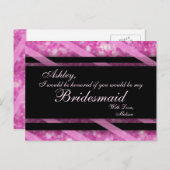 Heet roze, zwart | bruidsmeisje briefkaart (Voorkant / Achterkant)