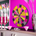 Heet Roze Zwart en Goud Gaming Room Plezier Dartbord<br><div class="desc">Helder gekleurd dartboard voor klassieke speelkamer,  vrijgezellen of vrijgezellenfeest,  hol,  etc.</div>