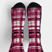 Heet roze, zwart en wit hedendaags plaid sokken (Top)