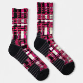Heet roze, zwart en wit hedendaags plaid sokken (Rechts)