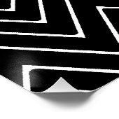 Heet roze, zwart en witte Chevron | Uw monogram Poster (Hoek)