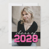 Heet Roze & Zwart Filmstrip 5 Foto Afstuderen Kaart (Achterkant)