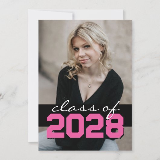 Heet Roze & Zwart Filmstrip 5 Foto Afstuderen Kaart (Achterkant)