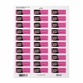 Heet Roze & Zwart Filmstrip Foto Retouradres Etiket (Full Sheet)