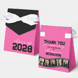 Heet Roze & Zwart Fotocollage Filmstrip Favor Box Bedankdoosjes