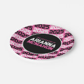 Heet Roze & Zwart Gepersonaliseerd Afstuderen Papieren Bordje (Gekanteld)