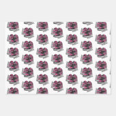 Heet Roze & Zwart Glitter Sneaker Bal Verjaardag Inpakpapier Vel (Voorkant)