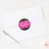Heet Roze & Zwart Glitter Verjaardagsfeestje Stick Ronde Sticker (Envelop)