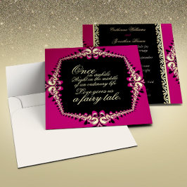 Heet roze zwart goud Fractal Kant Fairytale Specia Kaart