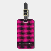 Heet Roze/Zwart Houndstooth Bagagelabel (Voorkant verticaal)
