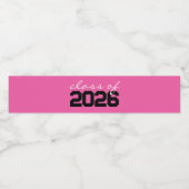 Heet Roze & Zwart Klasse van Afstuderen Waterfles Etiket (Enkel label)