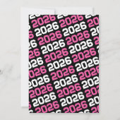 Heet Roze & Zwart Modern Afstuderen Foto Kaart (Achterkant)