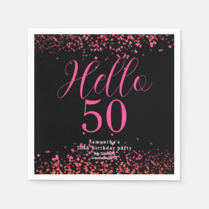 Heet Roze Zwart Nep Glitter 50ste Verjaardagsfeest Servet