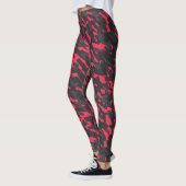 Heet roze Zwart Paars Camo Abstract Leggings (Links)