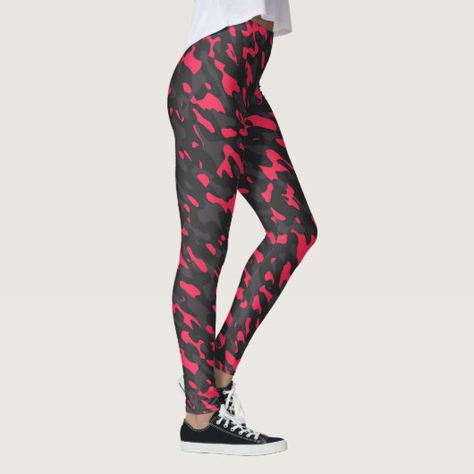 Heet roze Zwart Paars Camo Abstract Leggings (Rechts)
