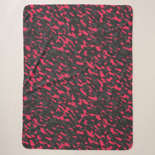 Heet roze Zwart Paars Camo Abstract Sherpa Deken (Voorkant)