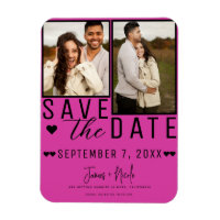Heet Roze & Zwart Save the Date 2 Foto Huwelijk