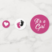 Heet Roze Zwart & Wit Het is een Meisje Baby showe Confetti (Achterkanten)