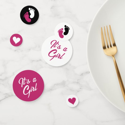Heet Roze Zwart & Wit Het is een Meisje Baby showe Confetti (Groep)