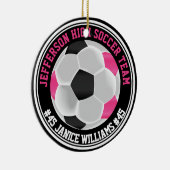 Heet Roze, Zwart & Wit Voetbal ⚽ Keramisch Ornament (Rechts)