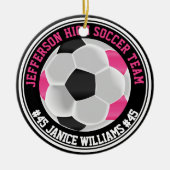 Heet Roze, Zwart & Wit Voetbal ⚽ Keramisch Ornament (Voorkant)