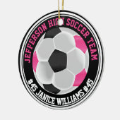 Heet Roze, Zwart & Wit Voetbal ⚽ Keramisch Ornament (Links)