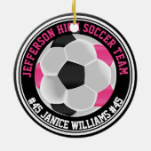 Heet Roze, Zwart & Wit Voetbal ⚽ Keramisch Ornament (Achterkant)