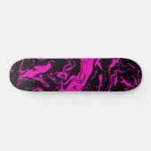 Heet roze zwarte abstracte wervelingen persoonlijk skateboard (Horizontaal)