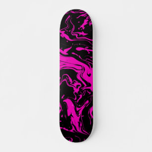 Heet roze zwarte abstracte wervelingen persoonlijk skateboard