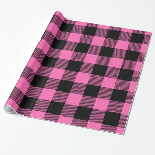 Heet Roze Zwarte Enorme Buffalo Schotse Lumberjack Cadeaupapier