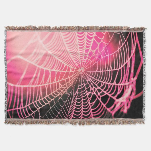 Heet Roze Zwarte Griezelenge Spinnenweb Deken (Voorkant)