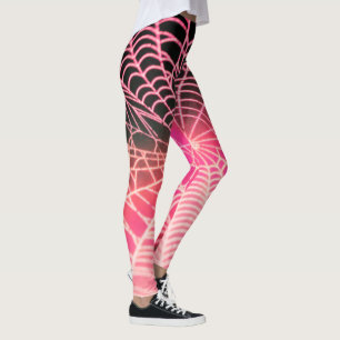 Heet roze zwarte griezelige enge spinnenweb leggings