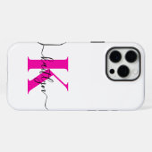 Heet Roze Zwarte Initiële Naam Monogram iPhone Hoesje (Achterkant horizontaal)