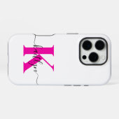 Heet Roze Zwarte Initiële Naam Monogram iPhone Hoesje (Achterkant horizontaal)