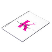 Heet Roze Zwarte Initiële Naam Monogram Notitieboek (Linkerzijde)